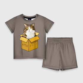Детский костюм с шортами 3D с принтом Maru в Курске,  |  | Тематика изображения на принте: cat | maru | коробка | кот в коробке | кот мару | котейка | кошка | мару | прикол