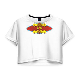 Женская футболка 3D укороченная с принтом Rock and Roll в Курске, 100% полиэстер | круглая горловина, длина футболки до линии талии, рукава с отворотами | Тематика изображения на принте: rock | гитара | музыка | рок