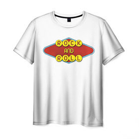 Мужская футболка 3D с принтом Rock and Roll в Курске, 100% полиэфир | прямой крой, круглый вырез горловины, длина до линии бедер | Тематика изображения на принте: rock | гитара | музыка | рок