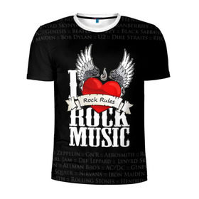 Мужская футболка 3D спортивная с принтом Rock Rules в Курске, 100% полиэстер с улучшенными характеристиками | приталенный силуэт, круглая горловина, широкие плечи, сужается к линии бедра | rock | гитара | музыка | рок