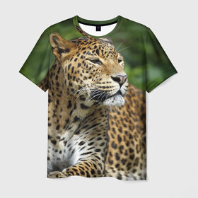 Мужская футболка 3D с принтом Леопард в Курске, 100% полиэфир | прямой крой, круглый вырез горловины, длина до линии бедер | 