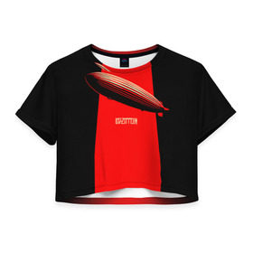 Женская футболка 3D укороченная с принтом Led Zeppelin в Курске, 100% полиэстер | круглая горловина, длина футболки до линии талии, рукава с отворотами | led zeppelin