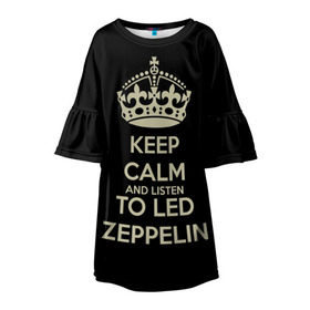 Детское платье 3D с принтом Led Zeppelin в Курске, 100% полиэстер | прямой силуэт, чуть расширенный к низу. Круглая горловина, на рукавах — воланы | led zeppelin