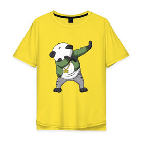 Мужская футболка хлопок Oversize с принтом Panda dab в Курске, 100% хлопок | свободный крой, круглый ворот, “спинка” длиннее передней части | dab | dab n dance | panda dab | панда