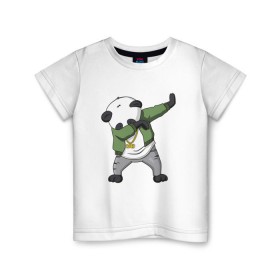 Детская футболка хлопок с принтом Panda dab в Курске, 100% хлопок | круглый вырез горловины, полуприлегающий силуэт, длина до линии бедер | dab | dab n dance | panda dab | панда