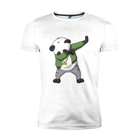 Мужская футболка премиум с принтом Panda dab в Курске, 92% хлопок, 8% лайкра | приталенный силуэт, круглый вырез ворота, длина до линии бедра, короткий рукав | dab | dab n dance | panda dab | панда