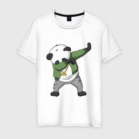 Мужская футболка хлопок с принтом Panda dab в Курске, 100% хлопок | прямой крой, круглый вырез горловины, длина до линии бедер, слегка спущенное плечо. | Тематика изображения на принте: dab | dab n dance | panda dab | панда