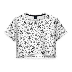 Женская футболка 3D укороченная с принтом Peace Symbol в Курске, 100% полиэстер | круглая горловина, длина футболки до линии талии, рукава с отворотами | love | peace | symbol | знак | любовь | мир | пацифик | пацифика | сигнал | символ | хиппи