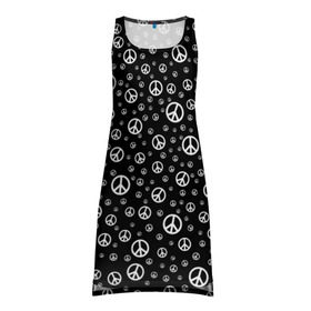 Платье-майка 3D с принтом Peace Symbol в Курске, 100% полиэстер | полуприлегающий силуэт, широкие бретели, круглый вырез горловины, удлиненный подол сзади. | love | peace | symbol | знак | любовь | мир | пацифик | пацифика | сигнал | символ | хиппи