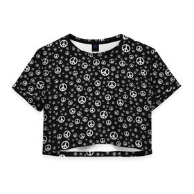 Женская футболка 3D укороченная с принтом Peace Symbol в Курске, 100% полиэстер | круглая горловина, длина футболки до линии талии, рукава с отворотами | love | peace | symbol | знак | любовь | мир | пацифик | пацифика | сигнал | символ | хиппи