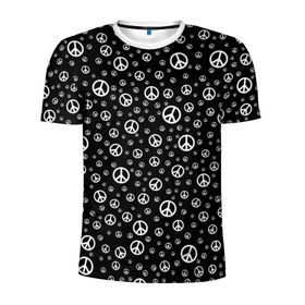 Мужская футболка 3D спортивная с принтом Peace Symbol в Курске, 100% полиэстер с улучшенными характеристиками | приталенный силуэт, круглая горловина, широкие плечи, сужается к линии бедра | love | peace | symbol | знак | любовь | мир | пацифик | пацифика | сигнал | символ | хиппи