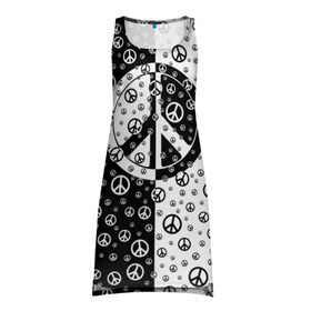 Платье-майка 3D с принтом Peace Symbol в Курске, 100% полиэстер | полуприлегающий силуэт, широкие бретели, круглый вырез горловины, удлиненный подол сзади. | love | peace | symbol | знак | любовь | мир | пацифик | пацифика | сигнал | символ | хиппи