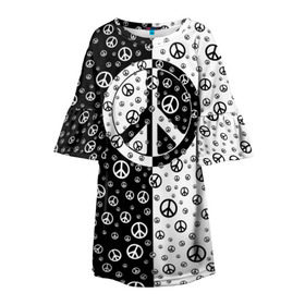 Детское платье 3D с принтом Peace Symbol в Курске, 100% полиэстер | прямой силуэт, чуть расширенный к низу. Круглая горловина, на рукавах — воланы | Тематика изображения на принте: love | peace | symbol | знак | любовь | мир | пацифик | пацифика | сигнал | символ | хиппи