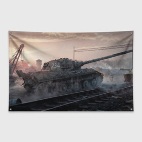 Флаг-баннер с принтом Танки в Курске, 100% полиэстер | размер 67 х 109 см, плотность ткани — 95 г/м2; по краям флага есть четыре люверса для крепления | американские | война | игры | немецкий | танки