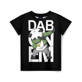 Детская футболка 3D с принтом Panda dab в Курске, 100% гипоаллергенный полиэфир | прямой крой, круглый вырез горловины, длина до линии бедер, чуть спущенное плечо, ткань немного тянется | dab | dab n dance | dab on em | panda dab | дэб