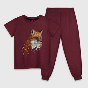 Детская пижама хлопок с принтом Низкополигональный лис в Курске, 100% хлопок |  брюки и футболка прямого кроя, без карманов, на брюках мягкая резинка на поясе и по низу штанин
 | лиса | полигон
