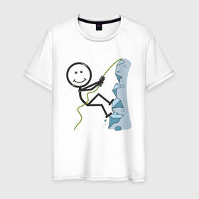 Мужская футболка хлопок с принтом Скалолаз в Курске, 100% хлопок | прямой крой, круглый вырез горловины, длина до линии бедер, слегка спущенное плечо. | бытие | дело | жизнь | занятие | космос | любовь | мир | природа | профессия | человек