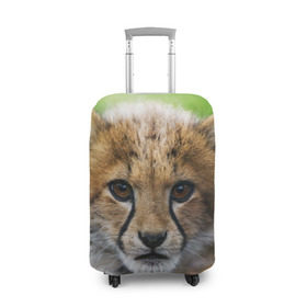 Чехол для чемодана 3D с принтом Котёнок гепарда в Курске, 86% полиэфир, 14% спандекс | двустороннее нанесение принта, прорези для ручек и колес | гепард | дикая кошка | котёнок | кошка | лев | природа | тигр | хищник | ягуар