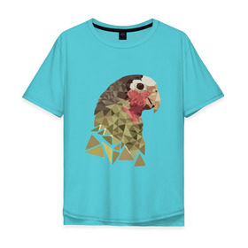Мужская футболка хлопок Oversize с принтом Низкополигональный попугай в Курске, 100% хлопок | свободный крой, круглый ворот, “спинка” длиннее передней части | полигон | попугай