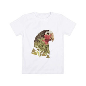Детская футболка хлопок с принтом Низкополигональный попугай в Курске, 100% хлопок | круглый вырез горловины, полуприлегающий силуэт, длина до линии бедер | полигон | попугай