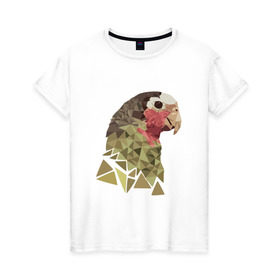 Женская футболка хлопок с принтом Низкополигональный попугай в Курске, 100% хлопок | прямой крой, круглый вырез горловины, длина до линии бедер, слегка спущенное плечо | полигон | попугай