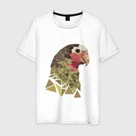Мужская футболка хлопок с принтом Низкополигональный попугай в Курске, 100% хлопок | прямой крой, круглый вырез горловины, длина до линии бедер, слегка спущенное плечо. | Тематика изображения на принте: полигон | попугай