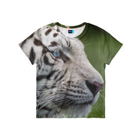 Детская футболка 3D с принтом Белый тигр в Курске, 100% гипоаллергенный полиэфир | прямой крой, круглый вырез горловины, длина до линии бедер, чуть спущенное плечо, ткань немного тянется | абессинкая | домашние | животные | кот | котенок | кошка | порода | сиамская | тигр | хищник