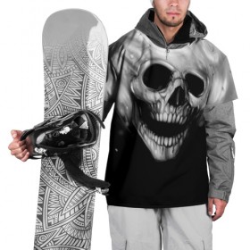 Накидка на куртку 3D с принтом Череп в Курске, 100% полиэстер |  | Тематика изображения на принте: black and white | fire | skull | монстр | огонь | привидение | череп | чёрно белый