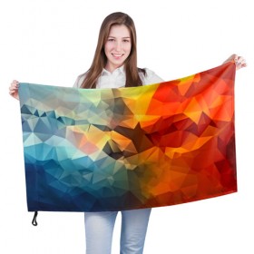Флаг 3D с принтом Столкновение полигонов в Курске, 100% полиэстер | плотность ткани — 95 г/м2, размер — 67 х 109 см. Принт наносится с одной стороны | 