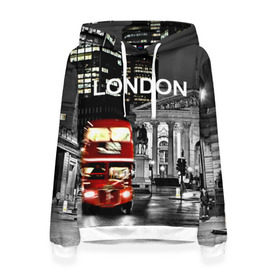 Женская толстовка 3D с принтом Улицы Лондона в Курске, 100% полиэстер  | двухслойный капюшон со шнурком для регулировки, мягкие манжеты на рукавах и по низу толстовки, спереди карман-кенгуру с мягким внутренним слоем. | bus | city | england | evening | lights | london | night | street | two storey | united kingdom | автобус | англия | великобритания | вечер | город | двухэтажный | лондон | ночь | огни | улица