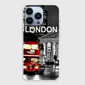 Чехол для iPhone 13 Pro с принтом Улицы Лондона в Курске,  |  | Тематика изображения на принте: bus | city | england | evening | lights | london | night | street | two storey | united kingdom | автобус | англия | великобритания | вечер | город | двухэтажный | лондон | ночь | огни | улица