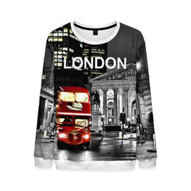 Мужской свитшот 3D с принтом Улицы Лондона в Курске, 100% полиэстер с мягким внутренним слоем | круглый вырез горловины, мягкая резинка на манжетах и поясе, свободная посадка по фигуре | bus | city | england | evening | lights | london | night | street | two storey | united kingdom | автобус | англия | великобритания | вечер | город | двухэтажный | лондон | ночь | огни | улица