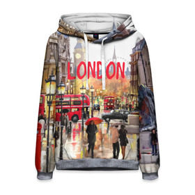 Мужская толстовка 3D с принтом Улицы Лондона в Курске, 100% полиэстер | двухслойный капюшон со шнурком для регулировки, мягкие манжеты на рукавах и по низу толстовки, спереди карман-кенгуру с мягким внутренним слоем. | Тематика изображения на принте: england | london | united kingdom | англия | великобритания | город | лондон
