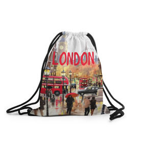 Рюкзак-мешок 3D с принтом Улицы Лондона в Курске, 100% полиэстер | плотность ткани — 200 г/м2, размер — 35 х 45 см; лямки — толстые шнурки, застежка на шнуровке, без карманов и подкладки | england | london | united kingdom | англия | великобритания | город | лондон