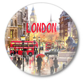 Значок с принтом Улицы Лондона в Курске,  металл | круглая форма, металлическая застежка в виде булавки | Тематика изображения на принте: england | london | united kingdom | англия | великобритания | город | лондон