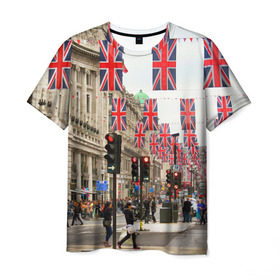 Мужская футболка 3D с принтом Улицы Лондона в Курске, 100% полиэфир | прямой крой, круглый вырез горловины, длина до линии бедер | city | england | flags | london | moving | pedestrians | people | street | traffic lights | united kingdom | англия | великобритания | город | лондон | люди | переход | пешеходы | светофоры | улица | флаги