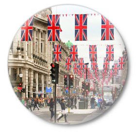 Значок с принтом Улицы Лондона в Курске,  металл | круглая форма, металлическая застежка в виде булавки | Тематика изображения на принте: city | england | flags | london | moving | pedestrians | people | street | traffic lights | united kingdom | англия | великобритания | город | лондон | люди | переход | пешеходы | светофоры | улица | флаги