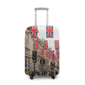 Чехол для чемодана 3D с принтом Улицы Лондона в Курске, 86% полиэфир, 14% спандекс | двустороннее нанесение принта, прорези для ручек и колес | city | england | flags | london | moving | pedestrians | people | street | traffic lights | united kingdom | англия | великобритания | город | лондон | люди | переход | пешеходы | светофоры | улица | флаги