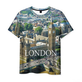 Мужская футболка 3D с принтом Улицы Лондона в Курске, 100% полиэфир | прямой крой, круглый вырез горловины, длина до линии бедер | Тематика изображения на принте: city | england | london | united kingdom | англия | великобритания | город | лондон