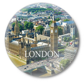 Значок с принтом Улицы Лондона в Курске,  металл | круглая форма, металлическая застежка в виде булавки | Тематика изображения на принте: city | england | london | united kingdom | англия | великобритания | город | лондон