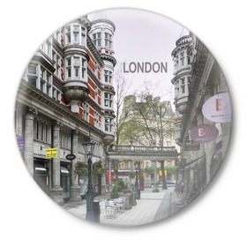 Значок с принтом Улицы Лондона в Курске,  металл | круглая форма, металлическая застежка в виде булавки | boulevard | city | england | london | street | united kingdom | англия | бульвар | великобритания | город | лондон | улица