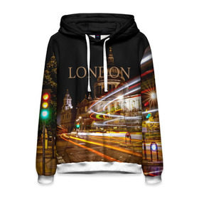 Мужская толстовка 3D с принтом Улицы Лондона в Курске, 100% полиэстер | двухслойный капюшон со шнурком для регулировки, мягкие манжеты на рукавах и по низу толстовки, спереди карман-кенгуру с мягким внутренним слоем. | city | england | lights | london | night | street | united kingdom | англия | великобритания | город | лондон | ночь | огни | улица