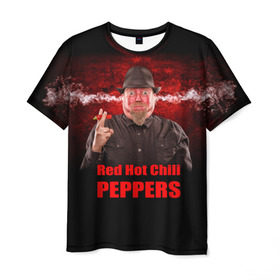 Мужская футболка 3D с принтом Red Hot Chili Peppers в Курске, 100% полиэфир | прямой крой, круглый вырез горловины, длина до линии бедер | звезда | красный | кумир | музыка | перец | рок | рок группа | хит