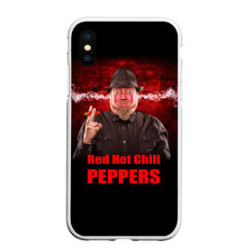 Чехол для iPhone XS Max матовый с принтом Red Hot Chili Peppers в Курске, Силикон | Область печати: задняя сторона чехла, без боковых панелей | звезда | красный | кумир | музыка | перец | рок | рок группа | хит