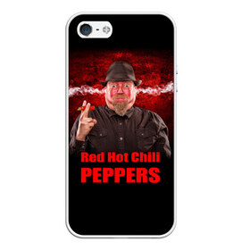 Чехол для iPhone 5/5S матовый с принтом Red Hot Chili Peppers в Курске, Силикон | Область печати: задняя сторона чехла, без боковых панелей | звезда | красный | кумир | музыка | перец | рок | рок группа | хит