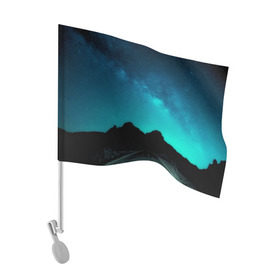 Флаг для автомобиля с принтом Ночная дорога в Курске, 100% полиэстер | Размер: 30*21 см | Тематика изображения на принте: ночь | пейзаж