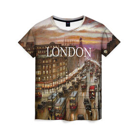 Женская футболка 3D с принтом Улицы Лондона в Курске, 100% полиэфир ( синтетическое хлопкоподобное полотно) | прямой крой, круглый вырез горловины, длина до линии бедер | city | england | london | united kingdom | англия | великобритания | город | лондон | ночь | огни | улица