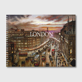 Альбом для рисования с принтом Улицы Лондона в Курске, 100% бумага
 | матовая бумага, плотность 200 мг. | city | england | london | united kingdom | англия | великобритания | город | лондон | ночь | огни | улица