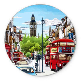 Коврик круглый с принтом Улицы Лондона в Курске, резина и полиэстер | круглая форма, изображение наносится на всю лицевую часть | Тематика изображения на принте: city | england | london | united kingdom | англия | великобритания | город | лондон