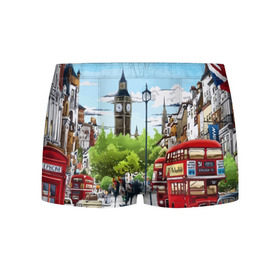 Мужские трусы 3D с принтом Улицы Лондона в Курске, 50% хлопок, 50% полиэстер | классическая посадка, на поясе мягкая тканевая резинка | Тематика изображения на принте: city | england | london | united kingdom | англия | великобритания | город | лондон
